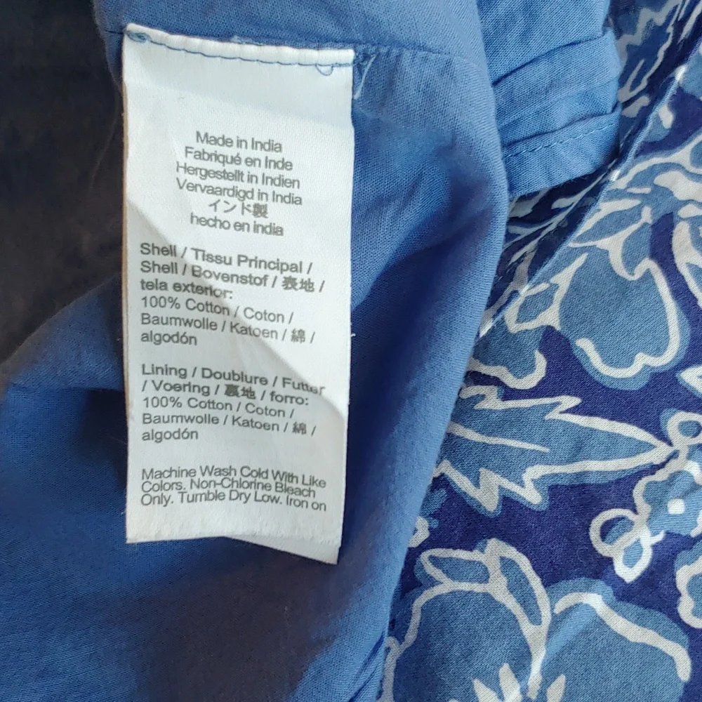 J. Crew Cotton Tiered Ruffle Midi Dress Blue Floral Women's size 10 - Picture 17 of 17